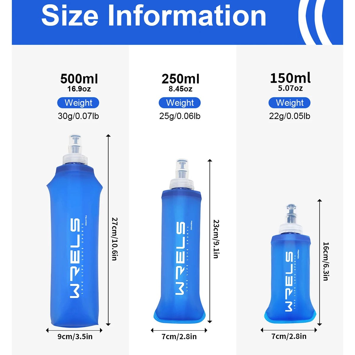 WRELS Foldable Soft Flask Water Bottle β BPA-Free, Leakproof & Ultra-Light for Running, Hiking, Camping