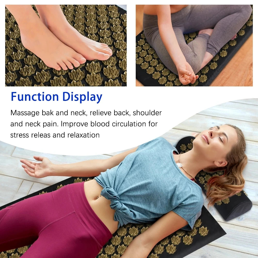 Eco Lotus Acupressure Mat Set – Natural Pain Relief & Relaxation for Back, Neck & Feet