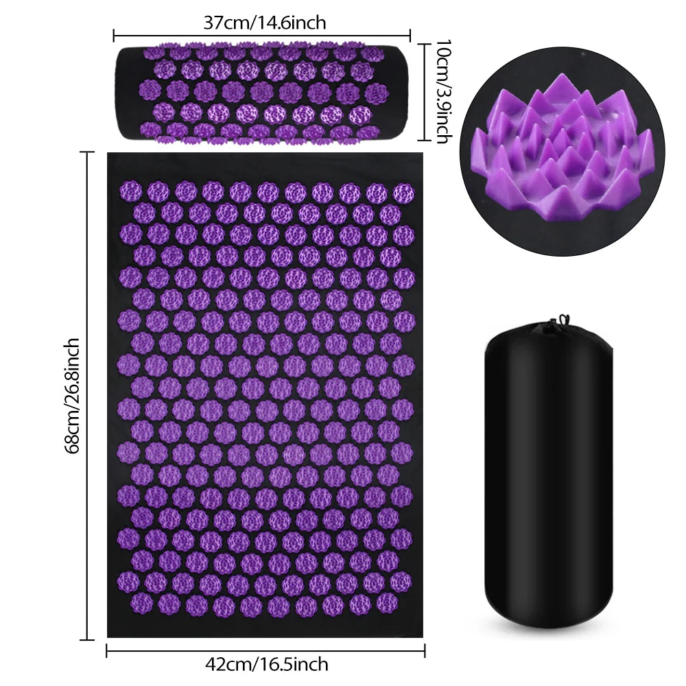 Eco Lotus Acupressure Mat Set – Natural Pain Relief & Relaxation for Back, Neck & Feet