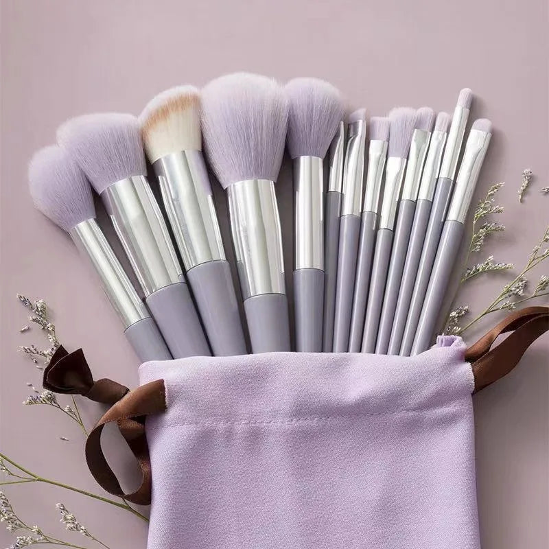 13-Piece Soft Fluffy Makeup Brush Set with Bag – For Foundation, Blush, Powder, and Eyeshadow