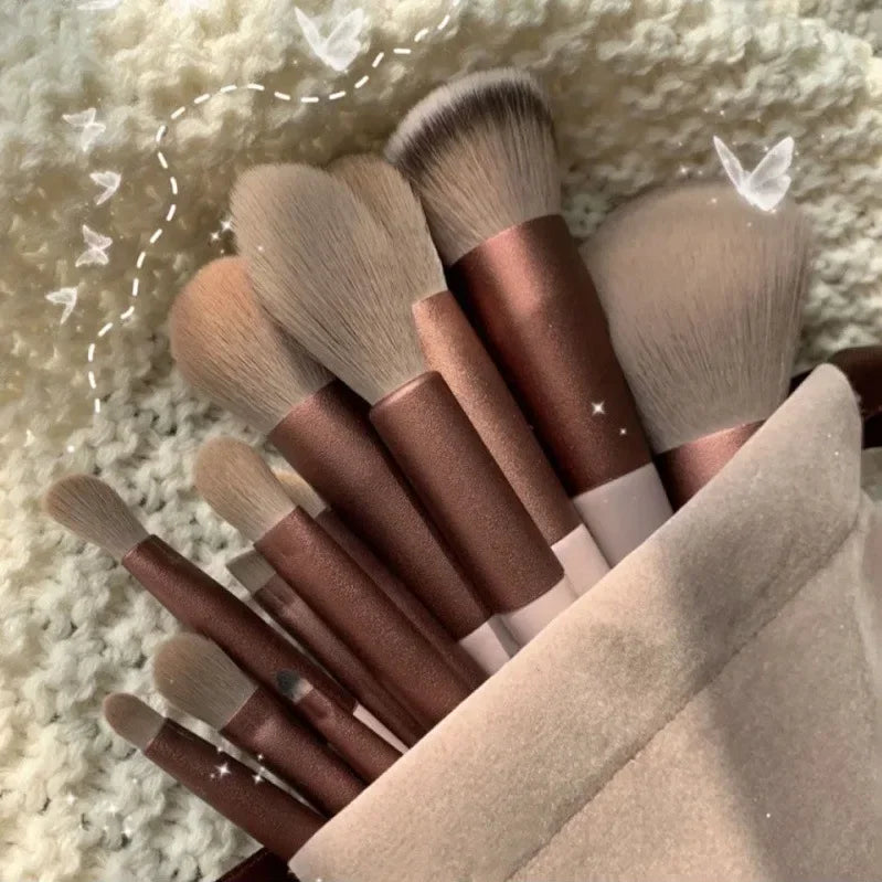 13-Piece Soft Fluffy Makeup Brush Set with Bag – For Foundation, Blush, Powder, and Eyeshadow