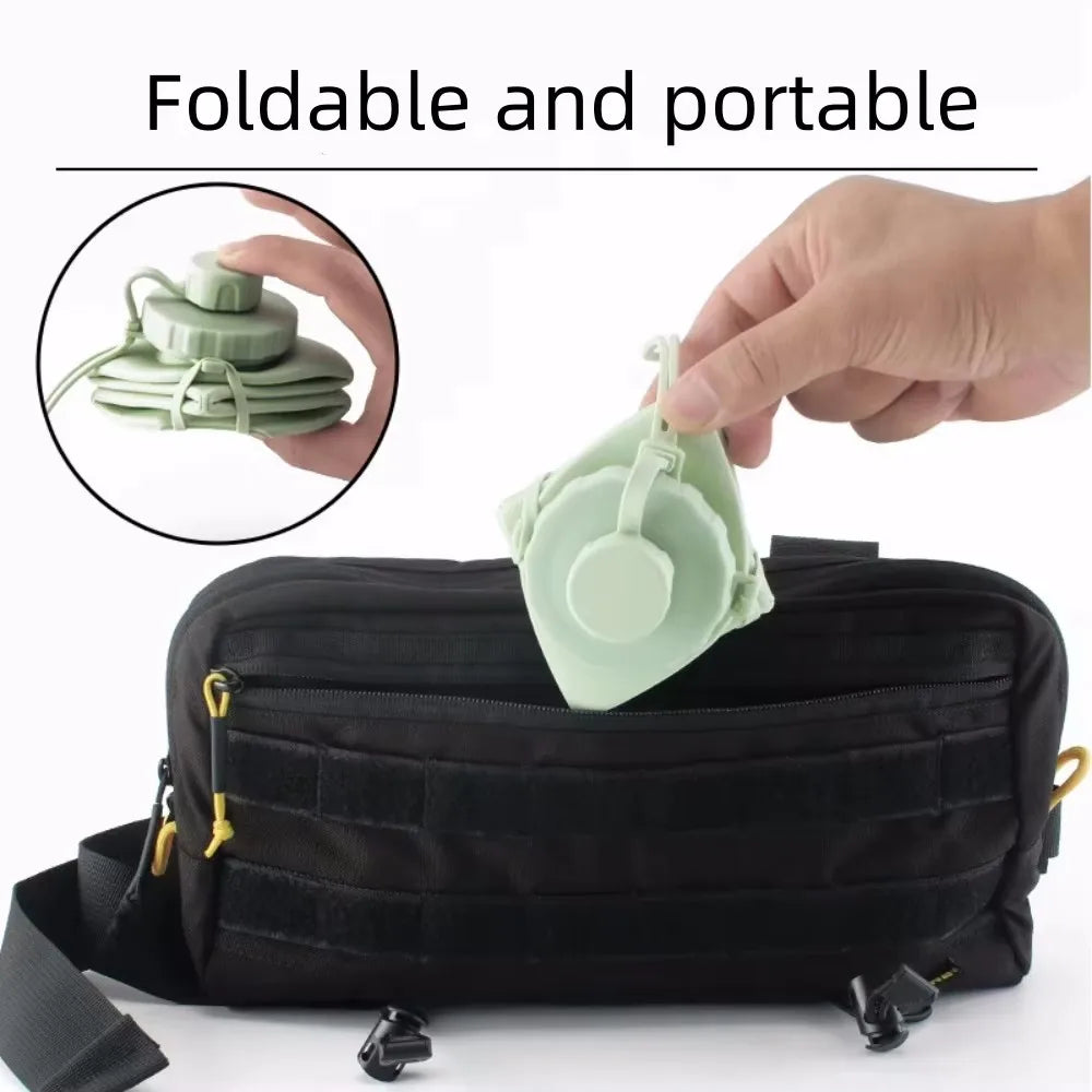 600ml Foldable Silicone Water Bottle β Portable, Reusable & Leakproof for Gym, Travel & Outdoor Use