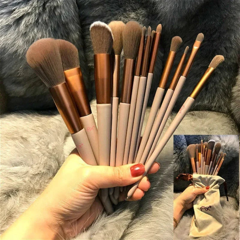 13-Piece Soft Fluffy Makeup Brush Set with Bag – For Foundation, Blush, Powder, and Eyeshadow