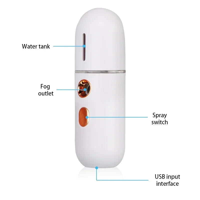 Mini Nano Facial Mister – Rechargeable Hydrating Steamer & Beauty Spray