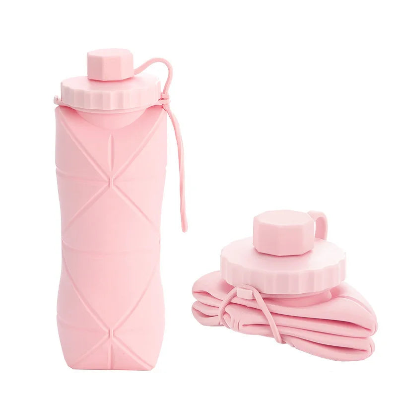 600ml Foldable Silicone Water Bottle β Portable, Reusable & Leakproof for Gym, Travel & Outdoor Use