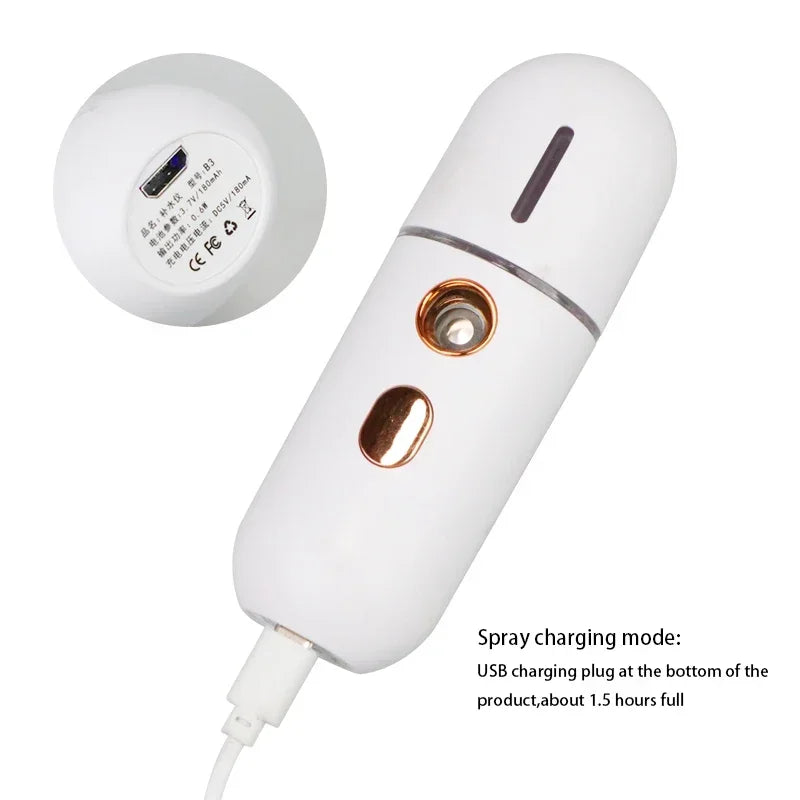 Mini Nano Facial Mister – Rechargeable Hydrating Steamer & Beauty Spray