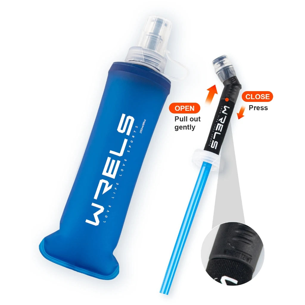 WRELS Foldable Soft Flask Water Bottle β BPA-Free, Leakproof & Ultra-Light for Running, Hiking, Camping