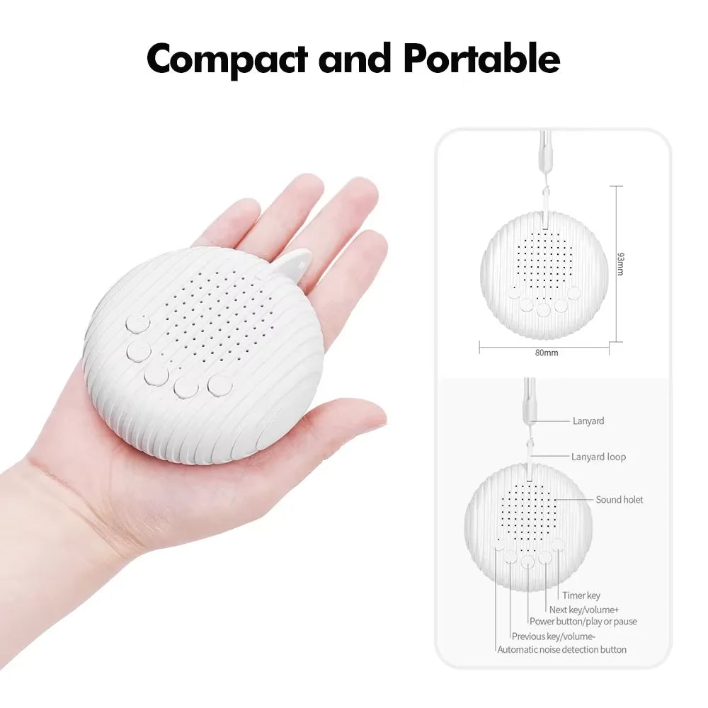 Portable White Noise Sound Machine for Babies – 10 Soothing Sounds, Rechargeable, Volume Adjustable