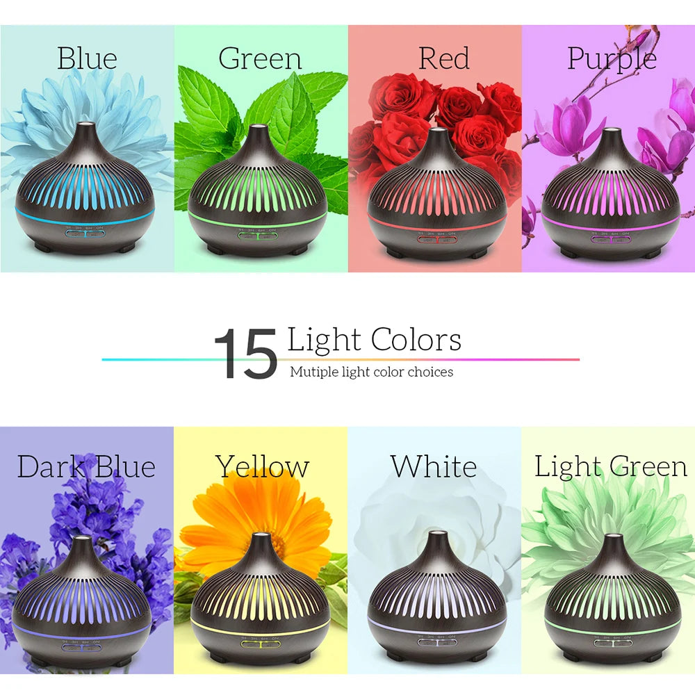 500ML Ultrasonic Wood Grain Essential Oil Diffuser β 7 LED Colors, Cool Mist Humidifier with Remote Control & Timer