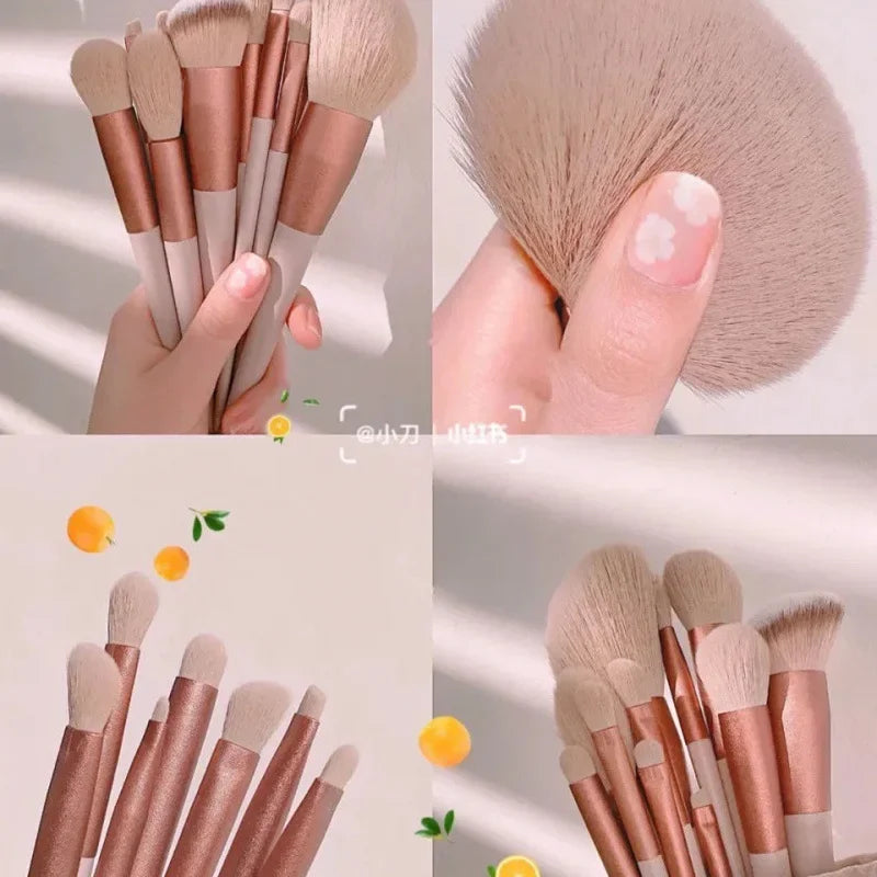 13-Piece Soft Fluffy Makeup Brush Set with Bag – For Foundation, Blush, Powder, and Eyeshadow
