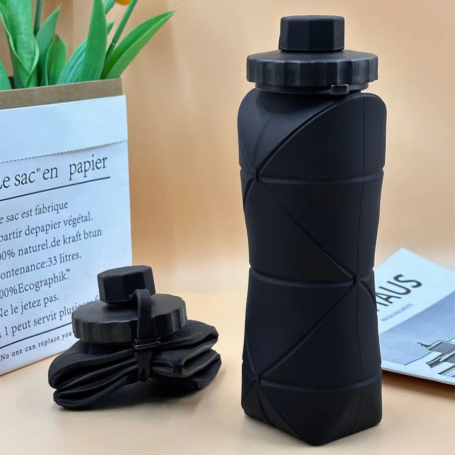600ml Foldable Silicone Water Bottle β Portable, Reusable & Leakproof for Gym, Travel & Outdoor Use