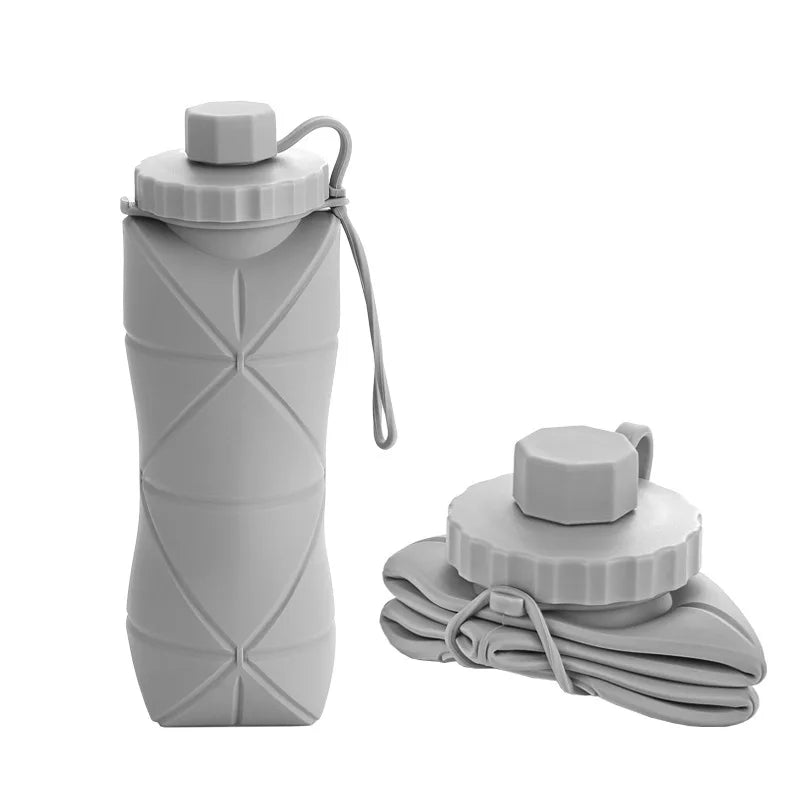600ml Foldable Silicone Water Bottle β Portable, Reusable & Leakproof for Gym, Travel & Outdoor Use
