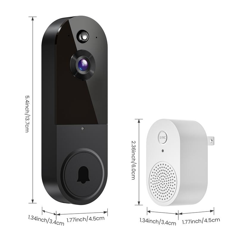 1080P Doorbell Camera Wireless, Smart Video Cam with Chime, AI Human Detection, Two Way Audio, Live View, Night Vision, 2.4G Wifi Only, Cloud Storage, Battery Powered, Indoor Outdoor Surveillance Camera for Home Security System