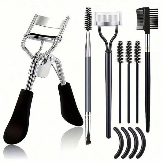 11-in-1 Eyelash Grooming Kit – Curler, Wand, Brushes & Silicone Refill Pads