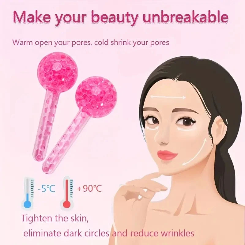 2Pcs Ice Globes for Face & Eyes – Cooling Facial Massage Tool for Puffiness, Glow & Relaxation
