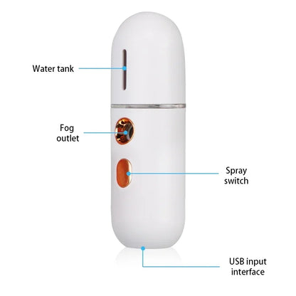 Mini Nano Facial Mister – Rechargeable Hydrating Steamer & Beauty Spray