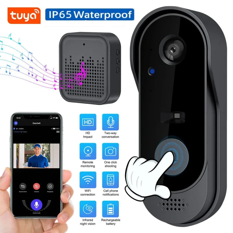 Smart WiFi Video Doorbell – Wireless Outdoor Security Camera with IR Night Vision, 2-Way Audio, App Alerts