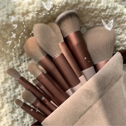 13-Piece Soft Fluffy Makeup Brush Set with Bag – For Foundation, Blush, Powder, and Eyeshadow