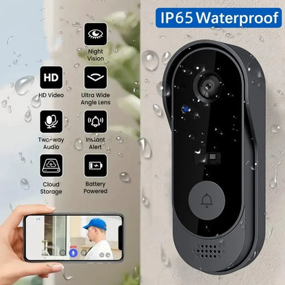 Smart WiFi Video Doorbell – Wireless Outdoor Security Camera with IR Night Vision, 2-Way Audio, App Alerts