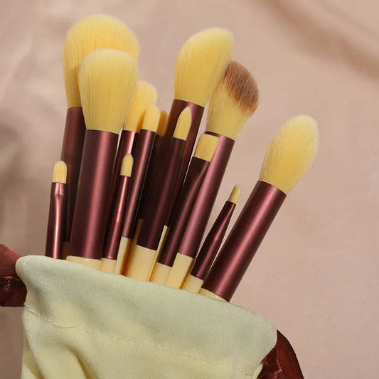 13-Piece Soft Fluffy Makeup Brush Set with Bag – For Foundation, Blush, Powder, and Eyeshadow