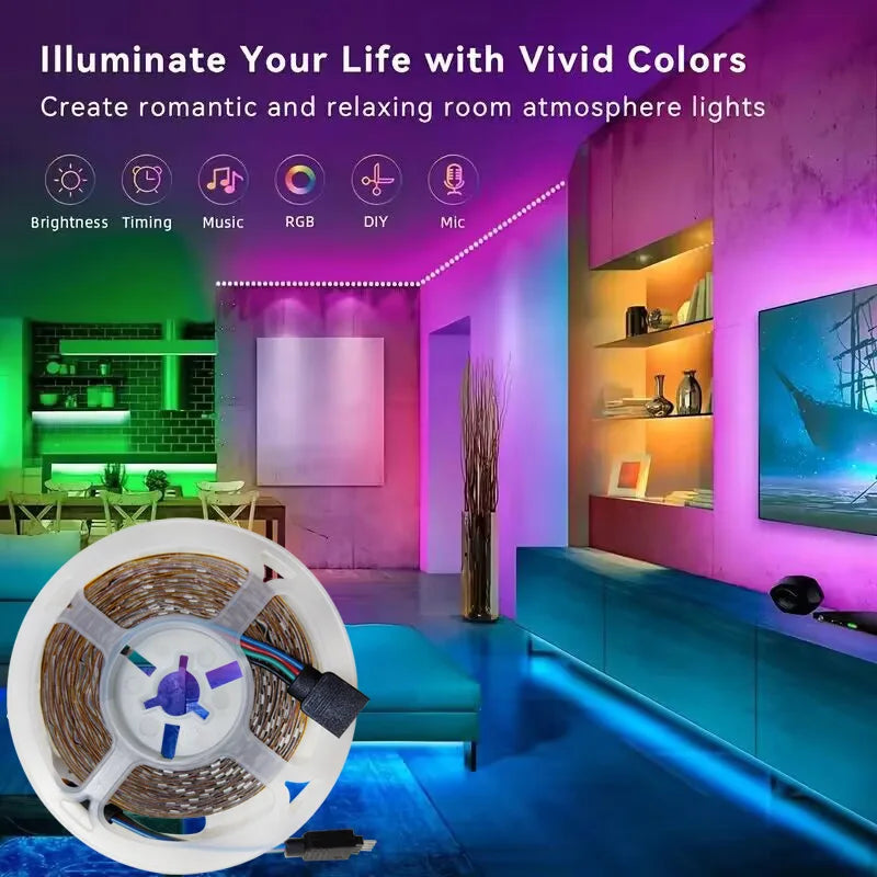 RGB Bluetooth LED Strip Lights – 5050 SMD with APP & Remote Control for TV, Gaming & Room Decor