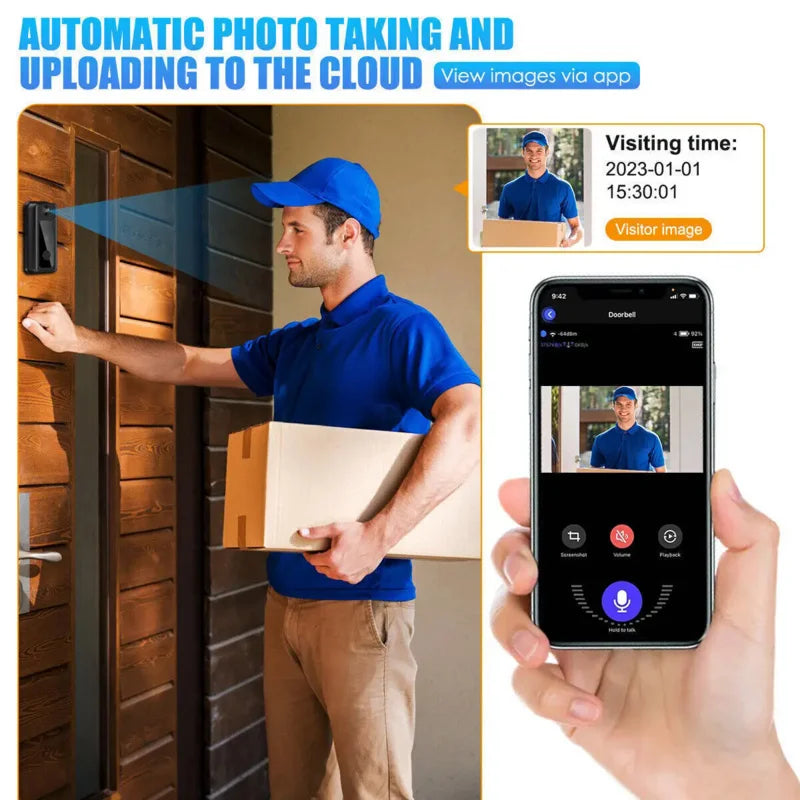 Smart WiFi Video Doorbell – Wireless Outdoor Security Camera with IR Night Vision, 2-Way Audio, App Alerts