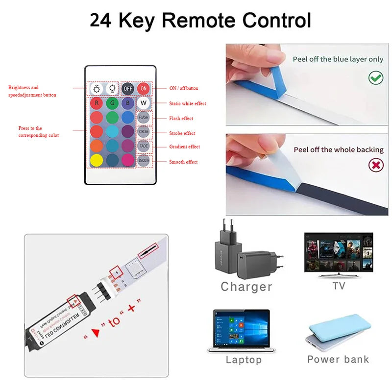 RGB Bluetooth LED Strip Lights – 5050 SMD with APP & Remote Control for TV, Gaming & Room Decor