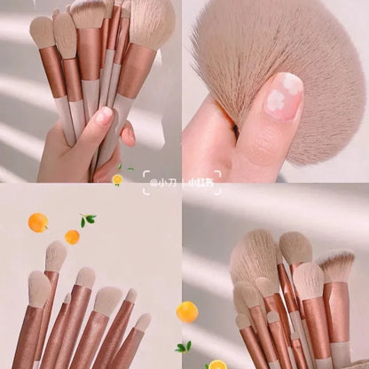 13-Piece Soft Fluffy Makeup Brush Set with Bag – For Foundation, Blush, Powder, and Eyeshadow