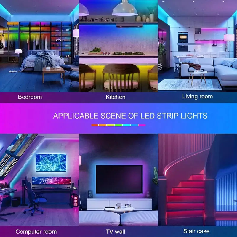 RGB Bluetooth LED Strip Lights – 5050 SMD with APP & Remote Control for TV, Gaming & Room Decor